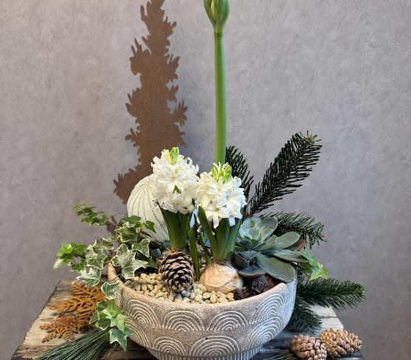 Elegant julplantering i vitt