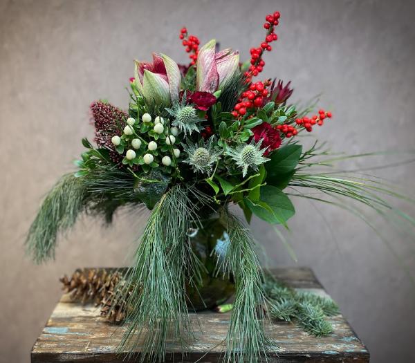 Rundbunden jul med amaryllis
